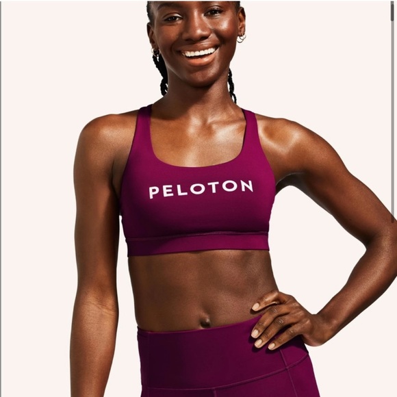 Lululemon Athletica Peloton Fuschia Strappy Energy Sports Bra Size Medium - Picture 5 of 12